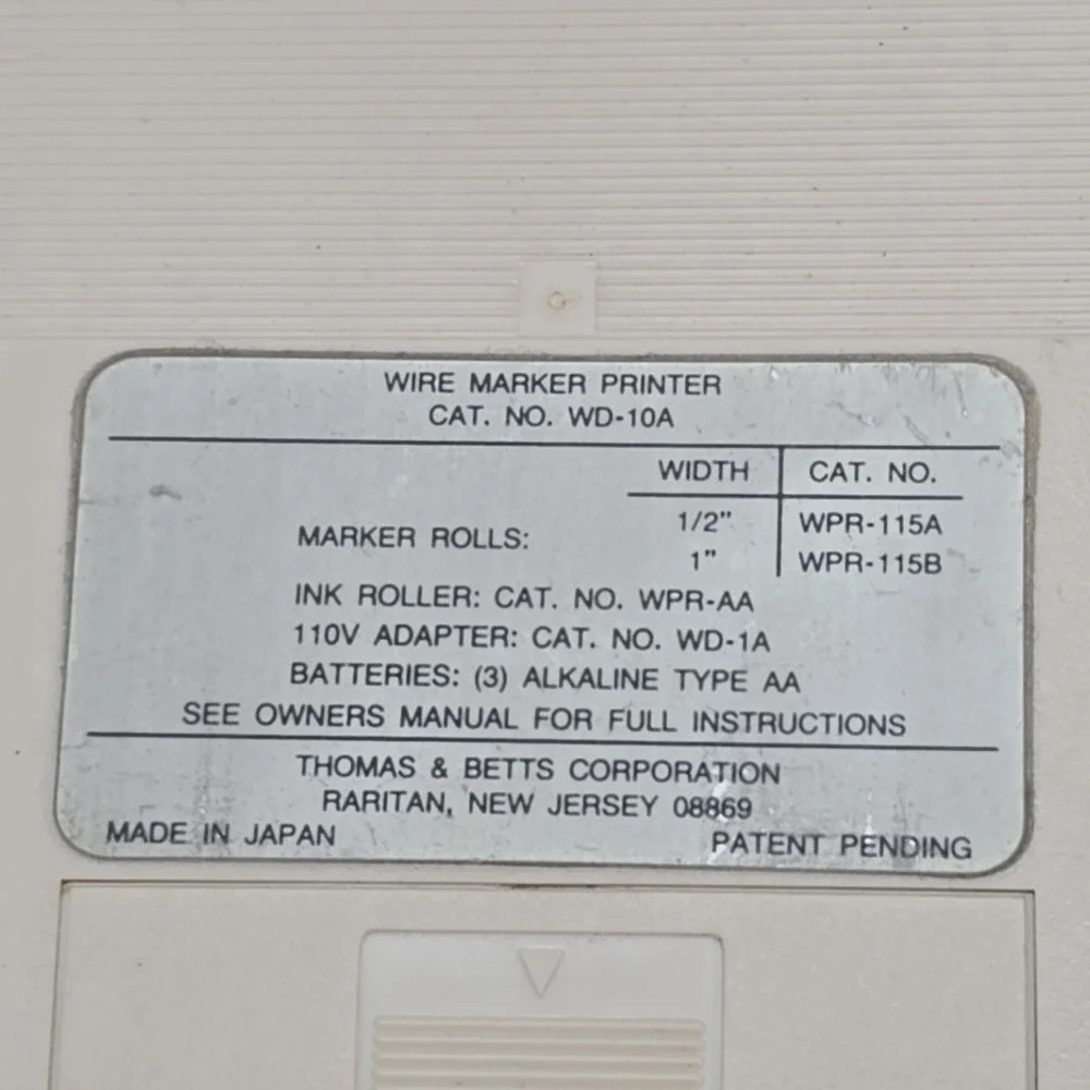 VTG Thomas&Betts E-Z Coder Wire Marker Label Printer WD-10A